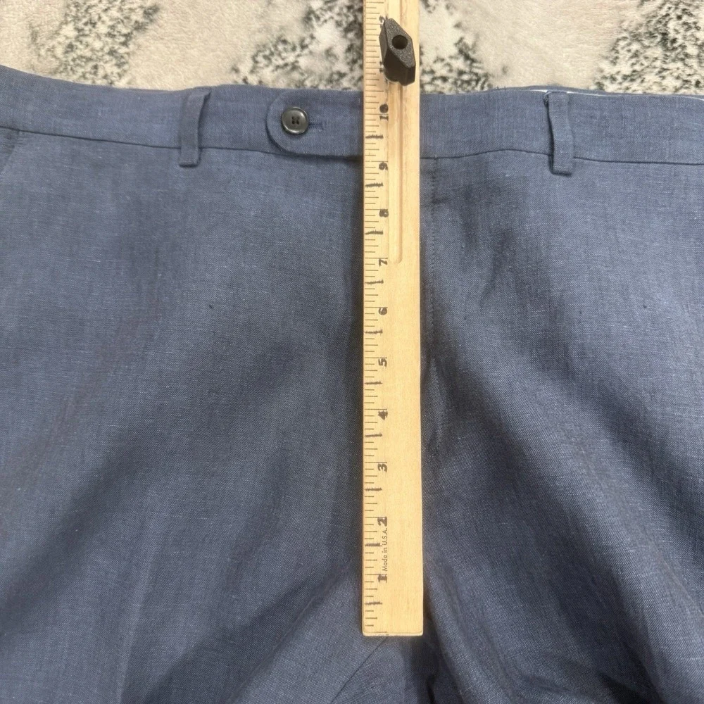 Joseph Abbound 100% Linen Dress Pants Mens Sz 36X30 Blue Flat Front Lightweight